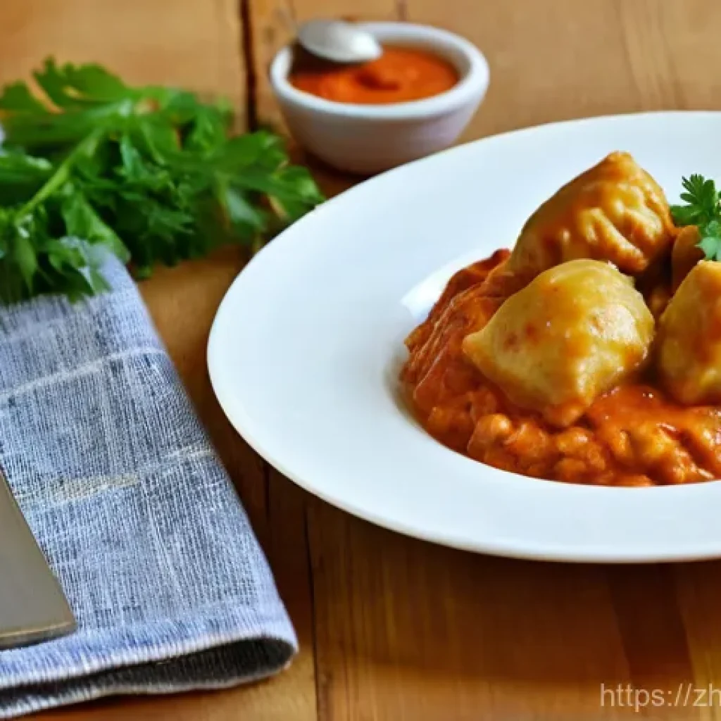헝가리 치르케 파프리카쉬 - **Prompt:** A warm and inviting photograph of a meticulously prepared Hungarian Chicken Paprikash (C...