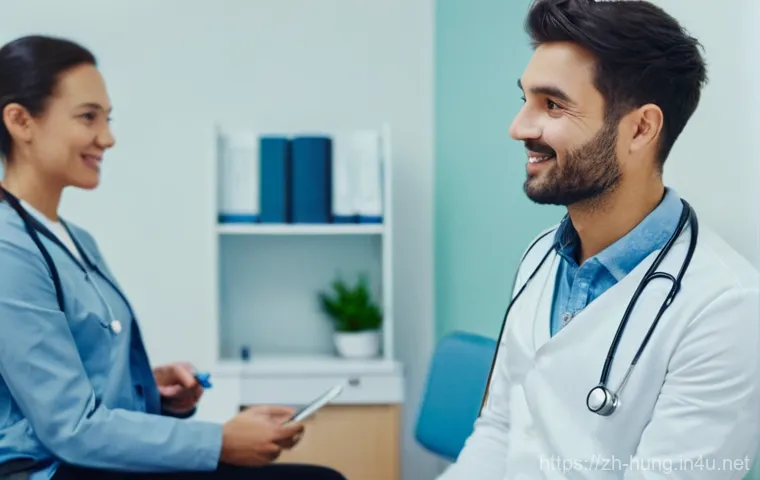 헝가리 건강보험 및 의료 - A medium shot of an East Asian female expat, around 25-30 years old, sitting at a desk in a cozy, sl...
